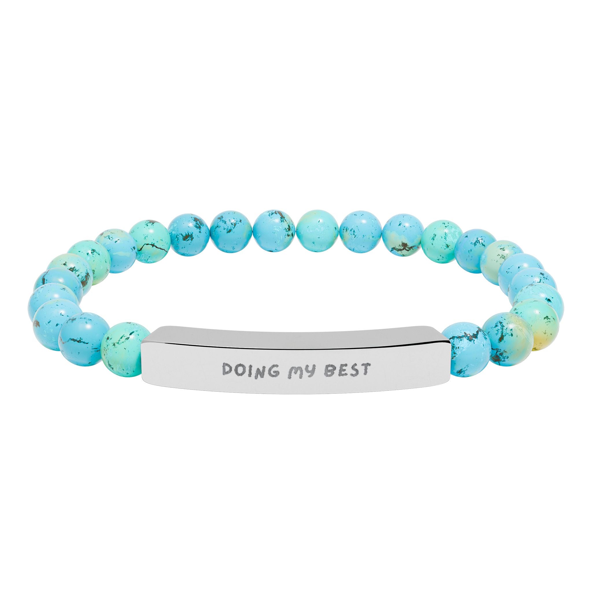 “Turquoise natural stone bracelet with custom engraving