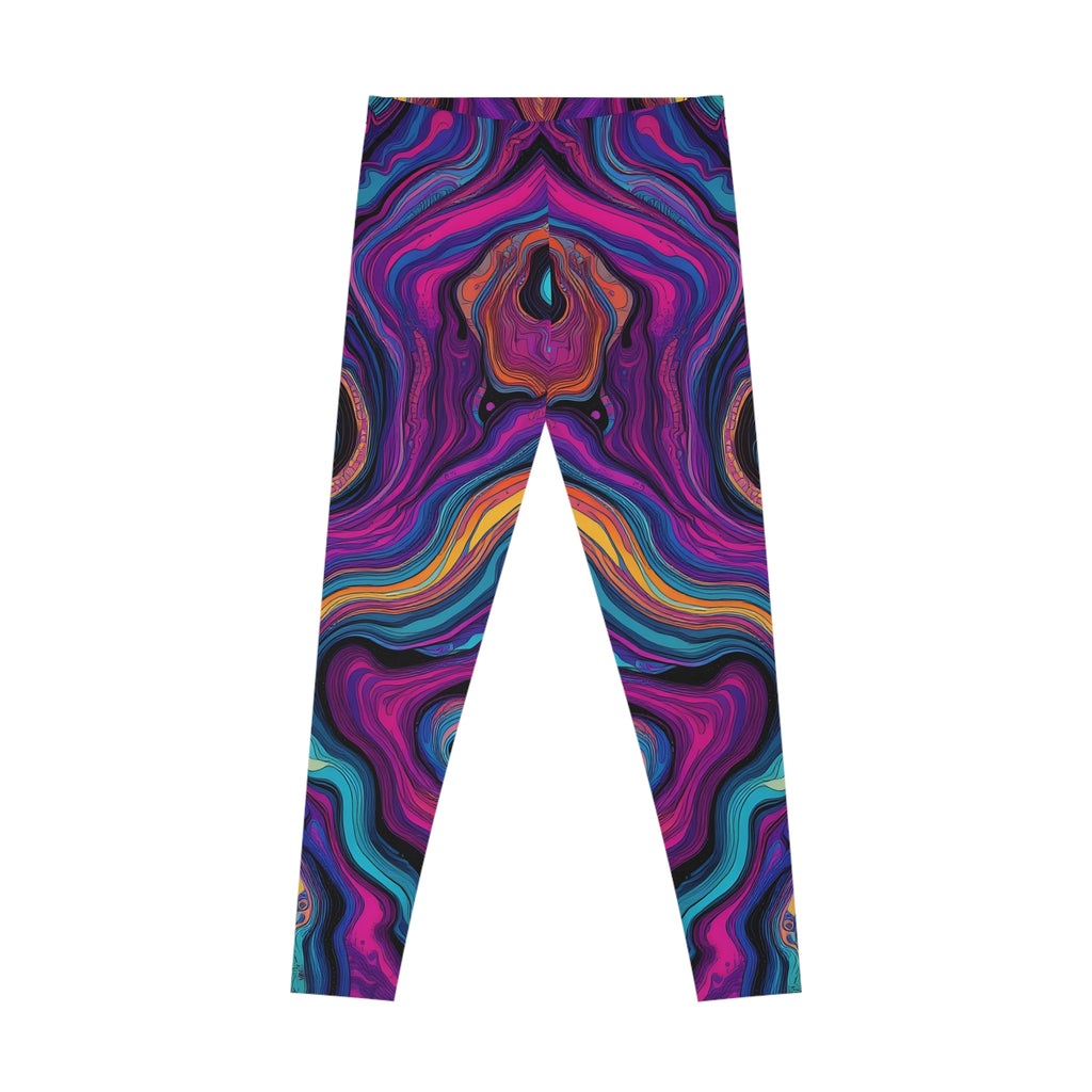 Isometric gradient leggings with colorful geometric all-over print, front view
