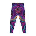 Isometric gradient leggings with colorful geometric all-over print, front view