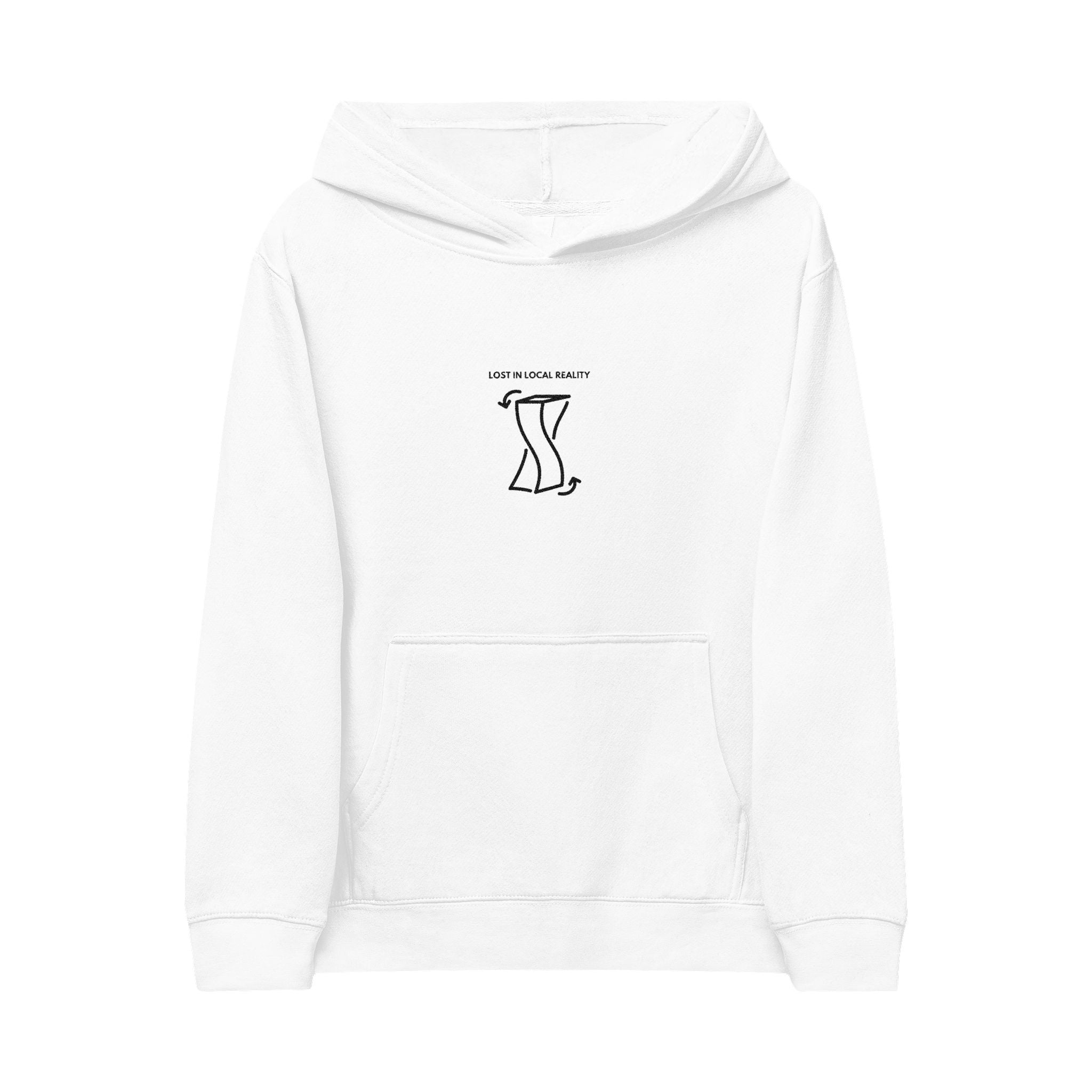 Kids Fleece Hoodie — Embroidered “Lost in Local Reality”